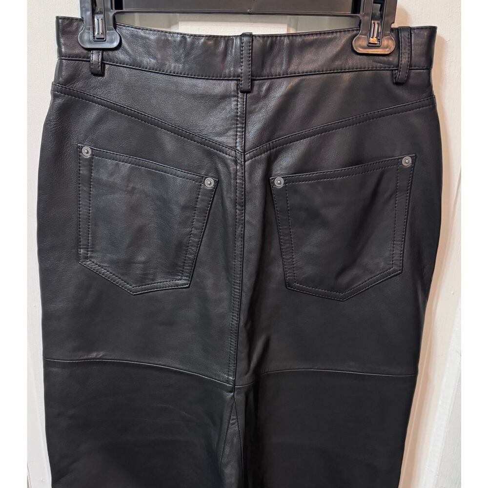 NEW Reformation Veda Black Lambskin Leather Front Slit Maxi Skirt Size 2 - Picture 14 of 16